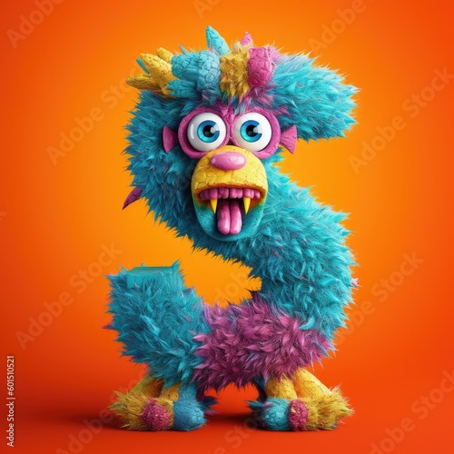 Monkey inside letter of S isolated yellow orange gradient background generative ai