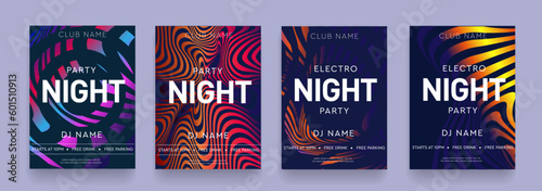 3d Set Hot Night Dance Party. Background Strips Graphic Elements for Dance Party, Disco, Club Invitation, Festival Poster, Flyer. Music Festival Vector Illustration.