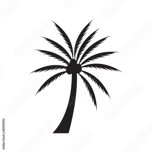 .Black vector single palm tree silhouette