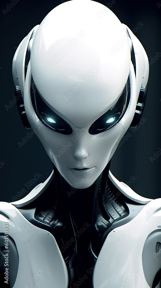 Beautiful Alien robot, science fiction illustration of an alien species. Generative AI