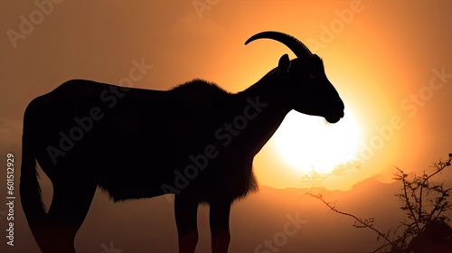 silhouette of a goat on a farm for eid-ul-adha