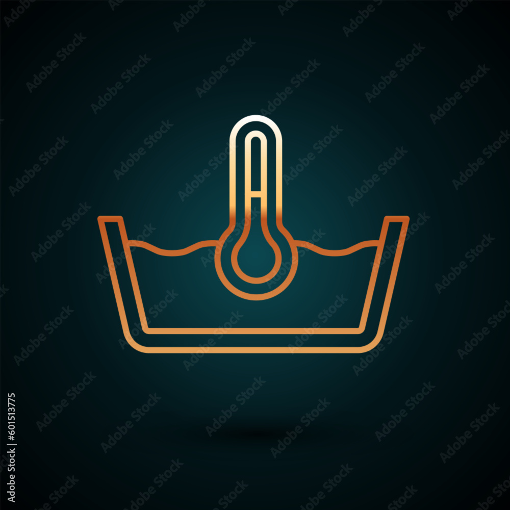 Gold line Temperature wash icon isolated on dark blue background. Temperature wash. Vector Gold line Temperature wash icon isolated on dark blue background. Temperature wash. Vector