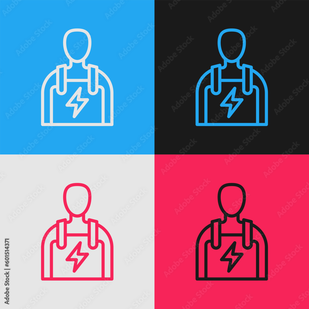 Pop art line Car mechanic icon isolated on color background. Car repair and service. Vector Pop art line Car mechanic icon isolated on color background. Car repair and service. Vector