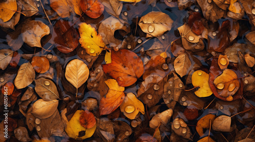 Autumn fall leaves background. Illustration AI Generative