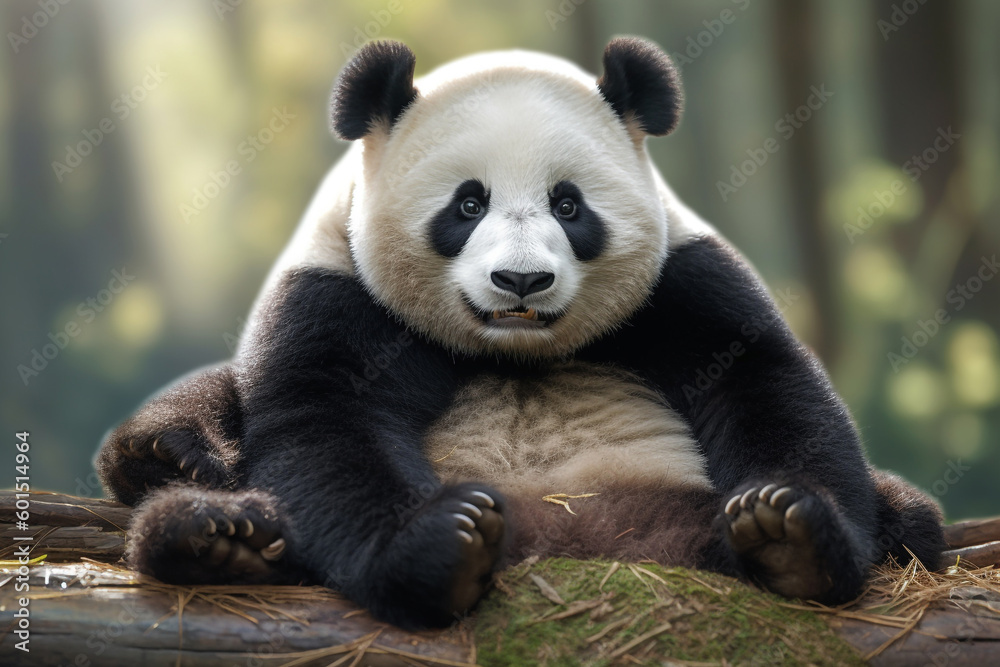 Cute fluffy panda Generative AI