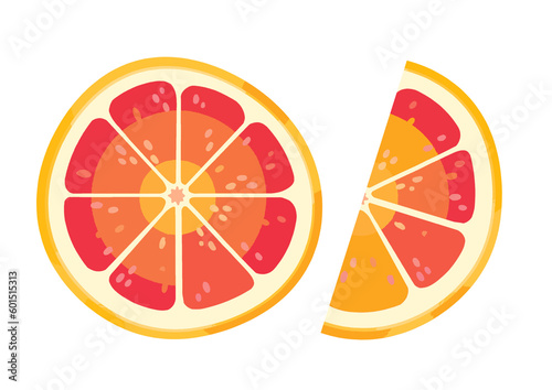 Sliced blood orange illustration isolated on a transparent background