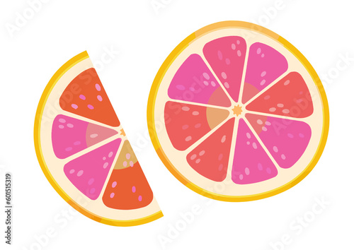 Sliced grapefruit illustration isolated on a transparent background