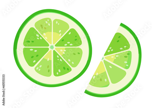 Sliced lime illustration isolated on a transparent background