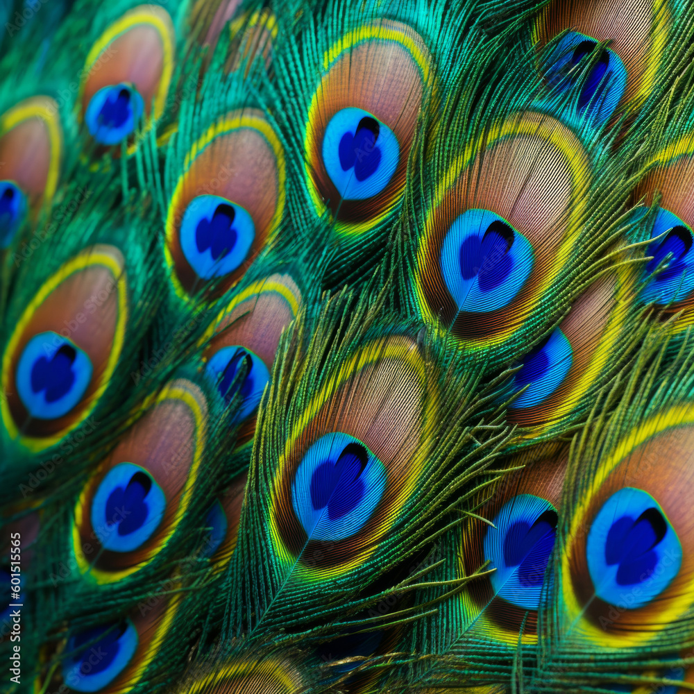Obraz premium Peacock closeup. Illustration AI Generative.
