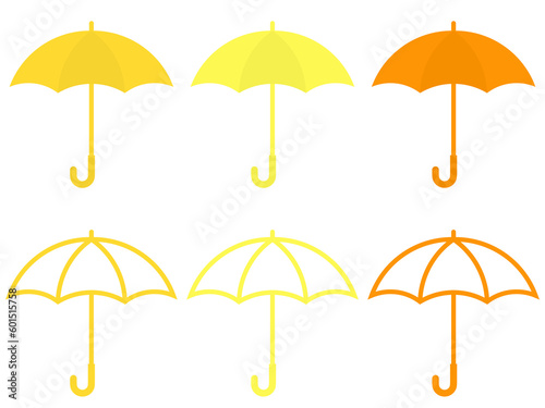 Fotobehang シンプルな雨傘アイコンセット：黄色