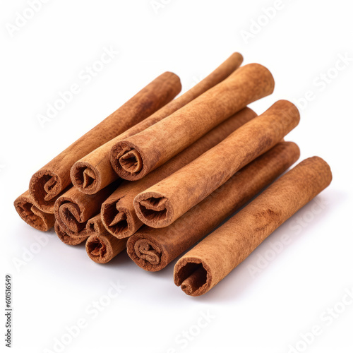 Cinnamon sticks isolated. Illustration AI Generative.