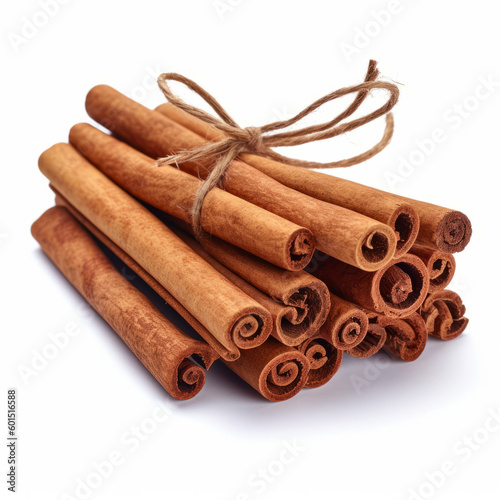 Cinnamon sticks isolated. Illustration AI Generative.