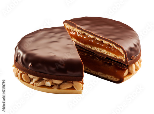 Alfajor in transparent background. Generative AI.