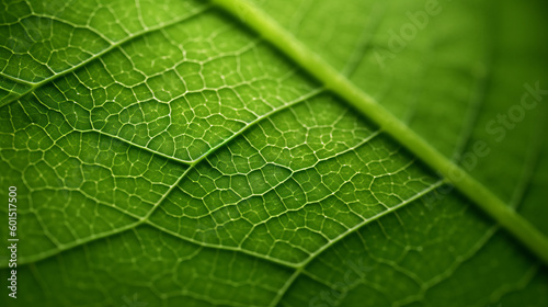Green leaf macro background. Illustration AI Generative