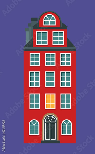 Vector illustration of the old building of Stockholm. Isolated on blue background. 