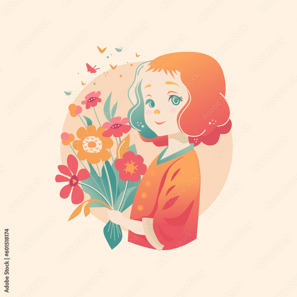 girl with flowers girl with flowers