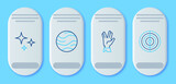 Set line Planet, Vulcan salute, Falling star and Earth structure icon. Vector