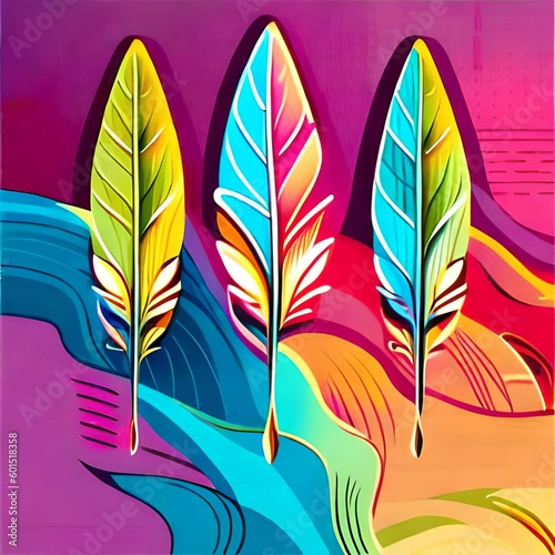 Vector, design, feather, colorful