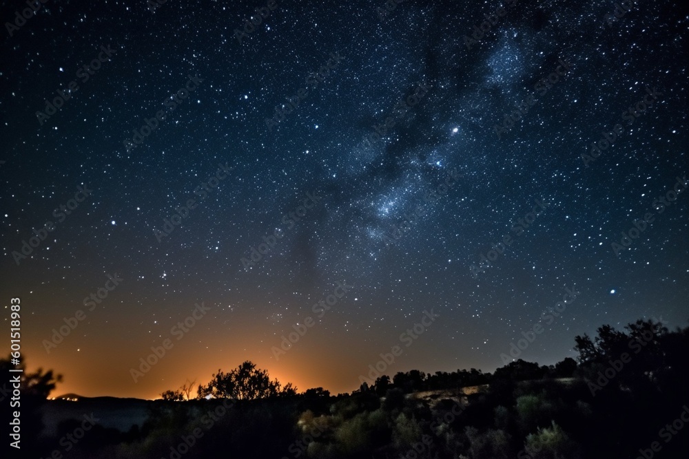 Clear Night Sky Featuring Glowing Zodiac Constellations Against Backdrop of Countless Stars