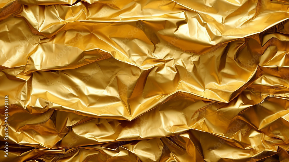 Golden Crinkled Foil Pattern Illustration AI Generative