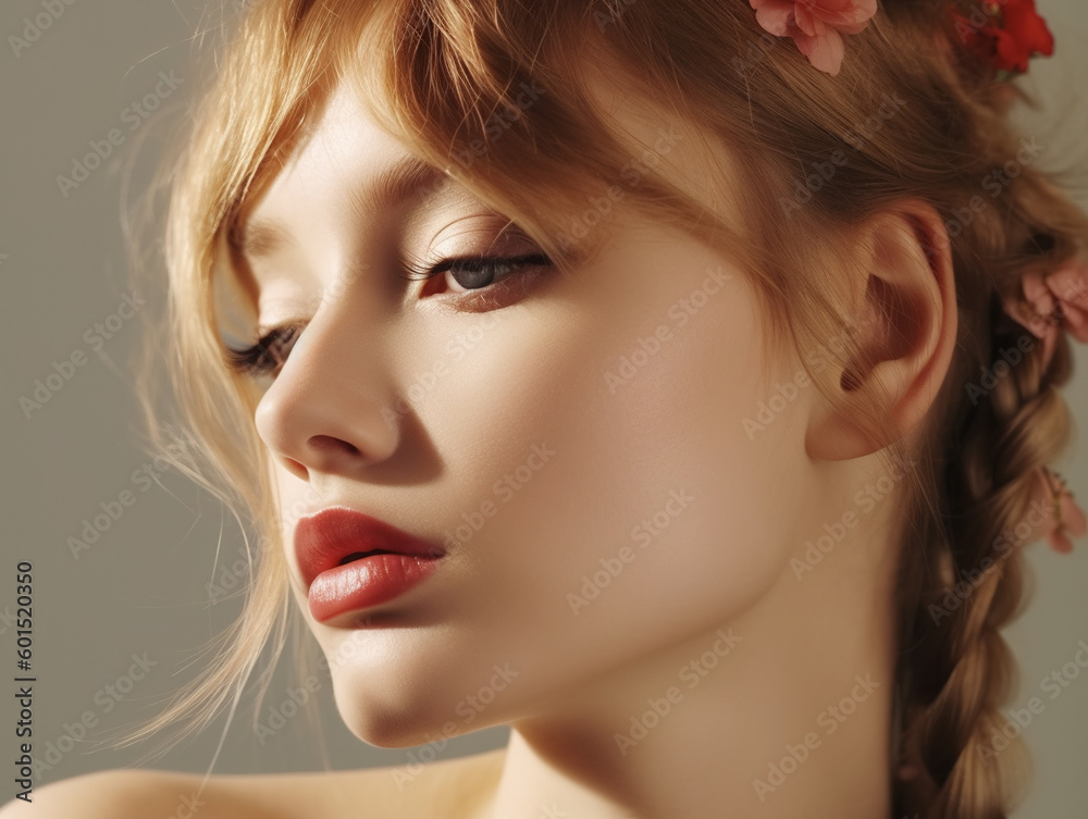 Portrait of young beautiful woman. Digitally AI generated image.