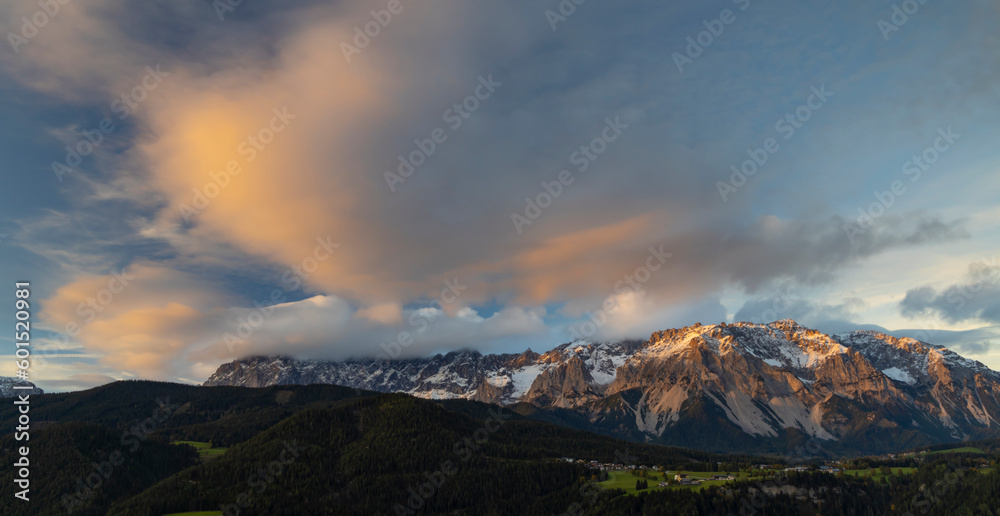 Dachstein massif at sunset, Styria, Austria
