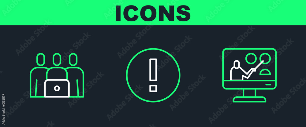 Set line Online education, class and Information icon. Vector Set line Online education, class and Information icon. Vector