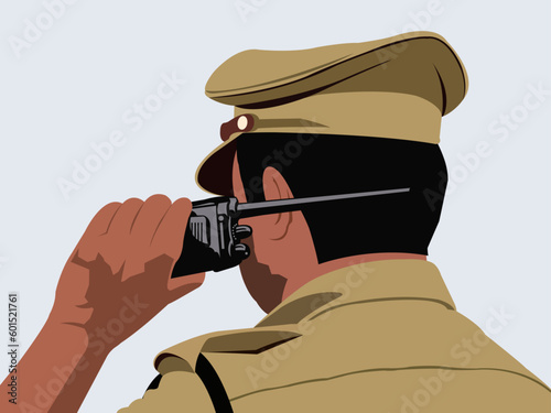 Indian Police Officer Back View Vector Illustration Design Stock Vector - Illustration of human, close: