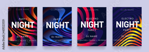 Music Festival in Strips Graphic Elements for Dance Party, Disco, Club Invitation, Festival Poster, Flyer. 3d Set Hot Night Dance Party. Background wave of cosmic space. Vector Illustration.