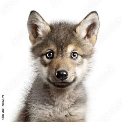 Adorable Portrait of a Baby Wolf Cub Animal for Print Nursery Children's Room Wall Art AI Generated