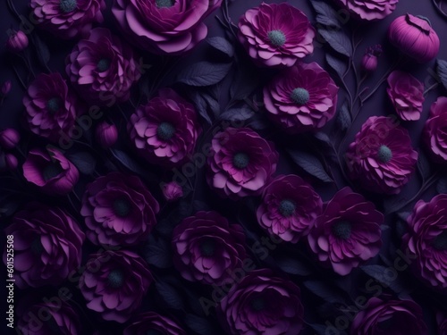 Background with flowers, Purple background with roses, Generative Ai
