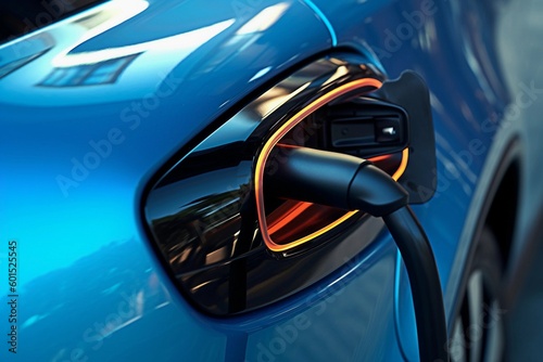 Closeup of electric car charging