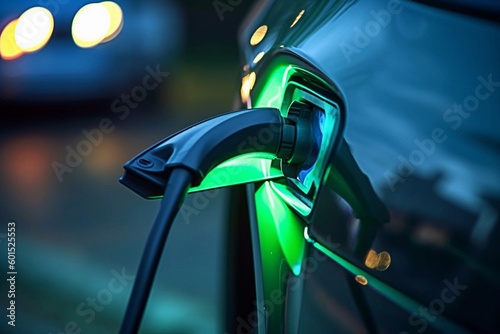 Closeup of electric car charging