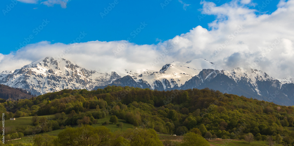 Snowy peaks Carpathians in Romania