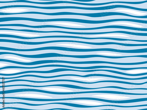 Vektorgrafik mit abstraktem wellenförmigen Muster in Blauttönen.