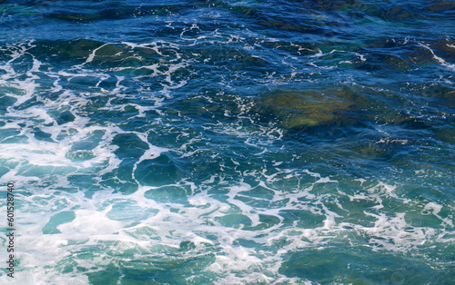 Abstract blue ocean water background.Sea waves natural texture for design.Selective focus.