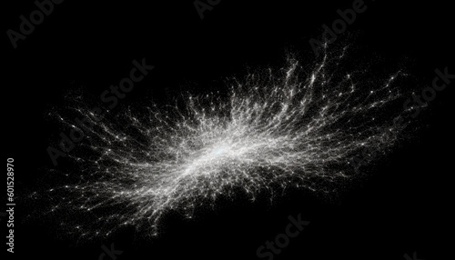 White sparks isolated on a black background. High quality. Generative AI