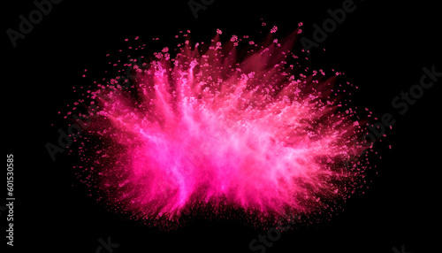Pink sparks isolated on a black background. High quality. Generative AI