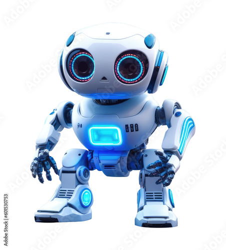 Blue screen robot with a smile on transparent background. PNG, ai 