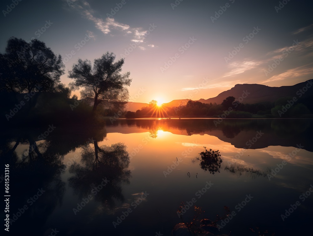 Ein wunderschöner Sonnenuntergang an einem See