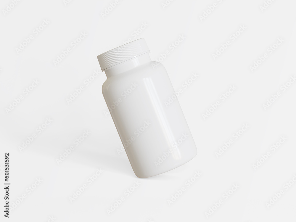 White bottle plastic with lid for pill or suplement White bottle plastic with lid for pill or suplement