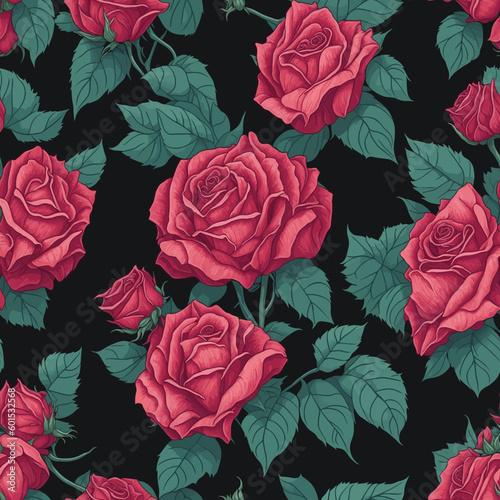 Obraz na płótnie seamless pattern with roses w salonie