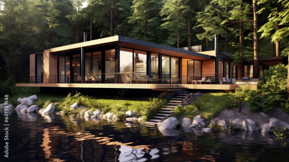 Obraz premium Modern House Design At River Ideas