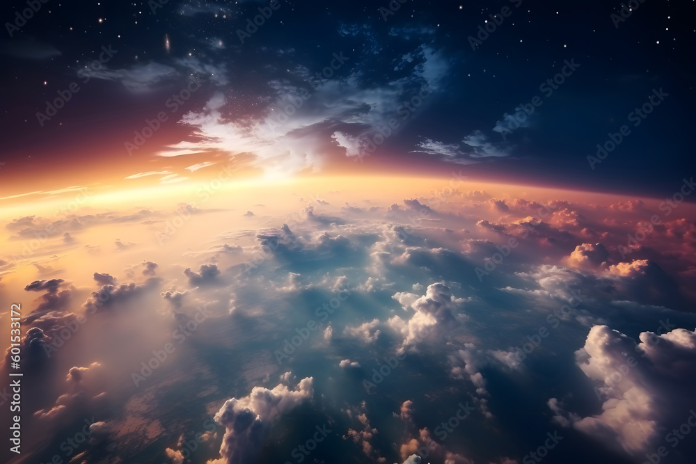 Aerial view of the sky with clouds. Sky background with galaxy. Generative AI Aerial view of the sky with clouds. Sky background with galaxy. Generative AI