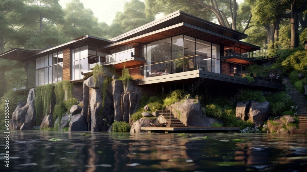 Obraz premium Modern House Design At River Ideas