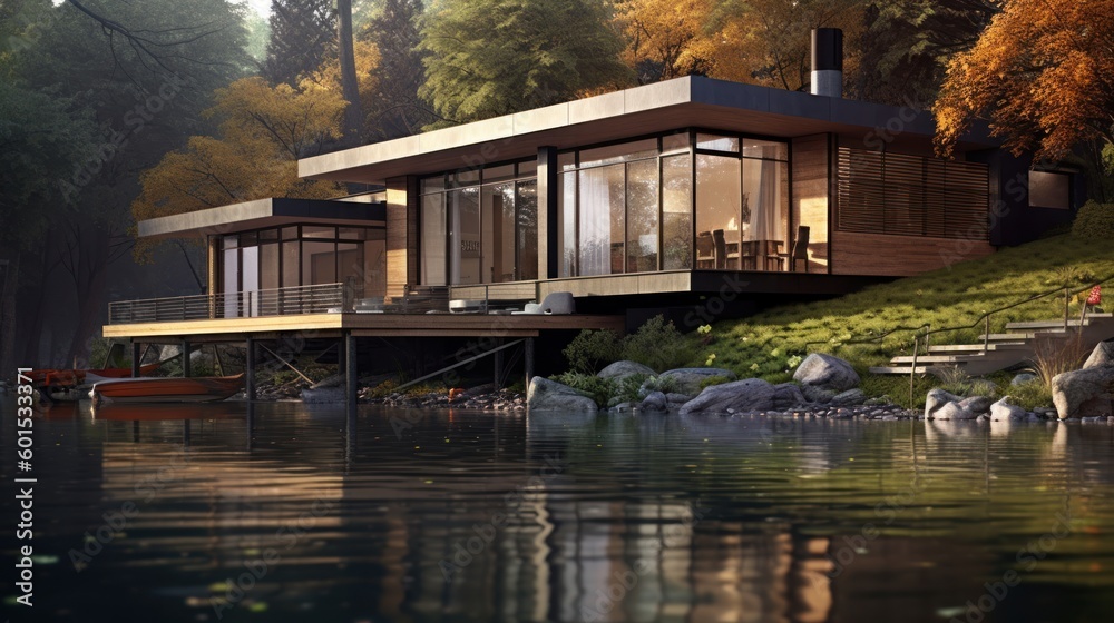 Obraz premium Modern House Design At River Ideas