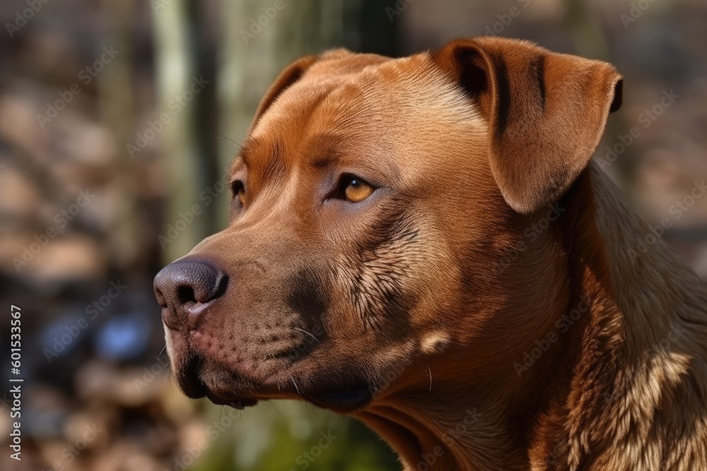 close up portrait of a friendly dog with a blurred background Generative AI