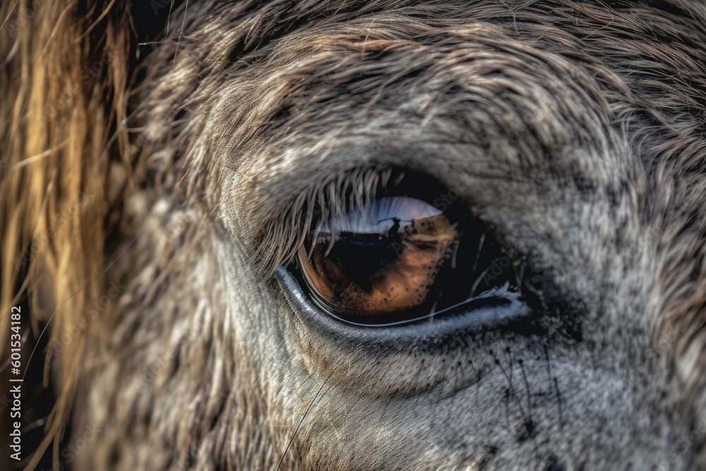 close-up view of a horses eye Generative AI