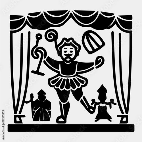 Amusement park silhouette. Carnival parks carousel attraction, fun rollercoaster and ferris wheel attractions vector icons set