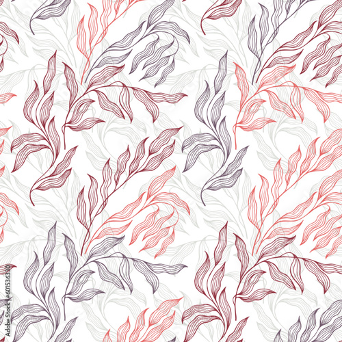 Lovely stylized tree leaves endless pattern. Organic foliage summer motif.